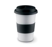 eBuyGB Insulated Takeaway Travel Mug with Silicone Lid, Ceramic, Black, 400 ml
