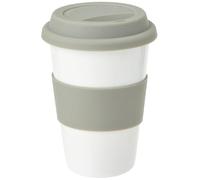 eBuyGB Insulated Takeaway Travel Mug with Silicone Lid, Ceramic, Grey, 400 ml