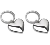 eBuyGB Key Ring Chrome Love Heart Keyring, Silver (Pack of 2)
