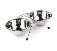 eBuyGB Large Double Diner Metal Dog Cat Pet Bowl Feeder