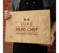 eBuyGB Large Personalised Chopping Board, Head Chef Design, Cutting Board, Cheeseboard, Butchers Block, Funny Cooking Gifts for Men, Custom Housewarming Gift
