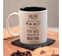 eBuyGB Laser Engraved Mum You Will Always Be My Best (Bestie) -Coffee, 350ml Black Reveal Funny Mug, Birthday, Mother's Day, Tea Pun Gift, Ceramic, 350 milliliters