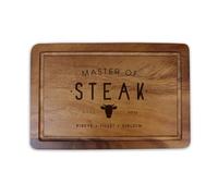 eBuyGB Master of Steak Cutting Board, Engraved Acacia Wood BBQ Board, Grill Master Gift for Him, Brown