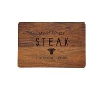 eBuyGB Master of Steak Cutting Board, Large Engraved Acacia Wood BBQ Board, Grill Master Gift for Him, 35 x 25 cm