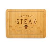 eBuyGB Master of Steak Wooden Chopping Board, BBQ Gift for Him, Custom Engraved Meat Board, Grill Master Gift, 30 x 20 cm
