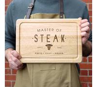 eBuyGB Master of Steak Wooden Chopping Board, BBQ Gift for Him, Custom Engraved Meat Board, Grill Master Gift