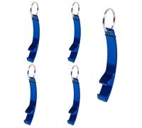 eBuyGB Metal Bottle Opener Keyring, Colourful Aluminium Beer Opener Keychain, Blue (Pack of 5)