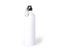 eBuyGB Metal Water Bottle 800ml Aluminium Leakproof Drinks Bottle Reusable BPA Free Matt Water Bottles with Carabiner Clip - School, Gym, Outdoor, Yoga & Sports - White (Pack of 5)