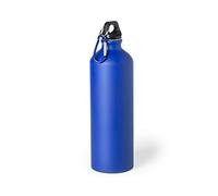 eBuyGB Metal Water Bottle 800ml Aluminium Leakproof Drinks Bottle Reusable BPA Free Matt Water Bottles with Carabiner Clip - School, Gym, Outdoor, Yoga & Sports - Blue (Pack of 1)