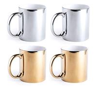eBuyGB Metallic Large 350ml Ceramic Tea Coffee Mugs - Set of 4 (Mixed)