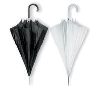 eBuyGB Mixed Pack of 4 Automatic Opening Plastic Crook Curved Handle Wedding Umbrella Coloured Rainproof for Men, Women, Kids, Unisex, Bridal Brolly - White & Black 41.5 Inch / 105cm Span 82cm Length