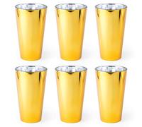 eBuyGB Modern Highball Drinking Metallic Silver Cup Water Juice Wine Glass Party Tumbler, 480ml, Gold