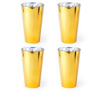 eBuyGB Modern Highball Drinking Metallic Silver Cup Water Juice Wine Glass Party Tumbler, 480ml, Gold