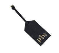 eBuyGB Mrs Luggage Tag, Destination Wedding, Honeymoon Gift, Newlywed Gift, PU Leather Tag, Hers Suitcase Baggage Label Tags (Black)