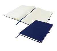 eBuyGB Navy Blue A4 Hardback Lined Notebook with Elastic & Ribbon, Soft Touch Journal Diary Planner, Office Stationery Gift for Work, Travel, New Job