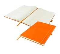eBuyGB Orange A4 Hardback Lined Notebook with Elastic & Ribbon, Soft Touch Journal Diary Planner, Office Stationery Gift for Work, Travel, New Job