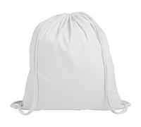 eBuyGB Pack of 10 Children's Cotton Drawstring Rucksack - Gym, Swim, Sports, PE, Book Bag, White