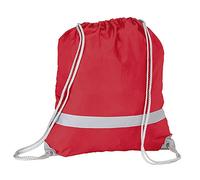 eBuyGB Pack of 10 High Visibility Reflective Drawstring Rucksack Casual Daypack, 2.7 L (Red)