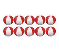 eBuyGB Pack of 10 Inflatable Colour Ball - Beach Pool Game, Red, 22 cm/9"