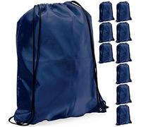 eBuyGB Pack of 10 Plain Polyester Drawstring Backpack, Gym Rucksack, School Sport Bag, PE Kit, Book Bag - Ideal for Printing, Cameo, Heat Transfer Vinyl (Navy Blue), 34 x 42 cm