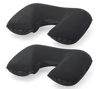 eBuyGB Pack of 2 Inflatable Neck Pillow for Travel, Blow Up Compact Portable Head & Neck Support Cushion - Airplane, Car, Train (Black)