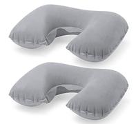 eBuyGB Pack of 2 Inflatable Neck Pillow for Travel, Blow Up Compact Portable Head & Neck Support Cushion - Airplane, Car, Train (Grey)