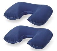 eBuyGB Pack of 2 Inflatable Neck Pillow for Travel, Blow Up Compact Portable Head & Neck Support Cushion - Airplane, Car, Train (Blue)