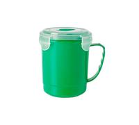 eBuyGB Pack of 4 710ml Microwave Food Containers Soup Mugs with Steam Release Vent Locking Clip Lid BPA Free H 12.5cm x W 11.5cm (Green)