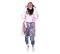 eBuyGB Pack of 4 Adult Emergency Waterproof Rain Ponchos with Hoods - Festivals Theme Parks (Red)
