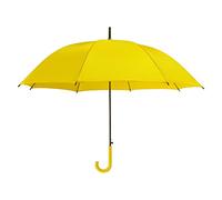 eBuyGB Pack of 4 Automatic Opening Plastic Crook Curved Handle Wedding Umbrella Coloured Rainproof for Men, Women, Kids, Unisex, Bridal Brolly - Yellow 41.5 Inch / 105cm Span 82cm Length
