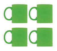 eBuyGB Pack of 4 Bright Fluorescent/Neon Mug for Tea and Coffee, Ceramic, Green, 310ml