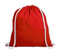 eBuyGB Pack of 5 Children's Cotton Drawstring Rucksack - Gym, Swim, Sports, PE, Book Bag, Red