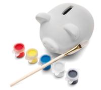 eBuyGB Paint Your Own Pottery Piggy Bank/Money Box, Ceramic, White (Pack of 3)