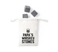 eBuyGB Papa's Whiskey Stones with Cotton Drawstring Bag & 4 Soapstone Reusable Ice Cubes Father's Day, Birthday Gift for Him, Dad