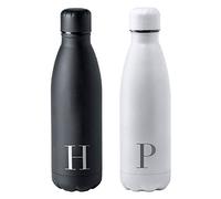 eBuyGB Personalised 790ml Stainless Steel Reusable BPA Free Matt Water Bottle - Custom Initial - Use for School, Gym, Outdoor, Yoga & Sports (Black)