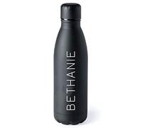 eBuyGB Personalised 790ml Stainless Steel Reusable BPA Free Matt Water Bottle - Unisex Custom Name - Use for School, Gym, Outdoor, Yoga & Sports (Black)