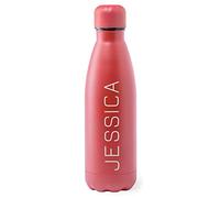 eBuyGB Personalised 790ml Stainless Steel Reusable BPA Free Matt Water Bottle - Unisex Custom Name - Use for School, Gym, Outdoor, Yoga & Sports (Red)