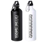 eBuyGB Personalised 800ml Stainless Steel Reusable BPA Free Matt Water Bottle with Carabiner Clip - Childs Custom Name, Surname, Class, Year, Group - Use for School, Sports and Clubs (Red)