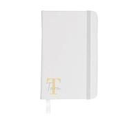 eBuyGB Personalised A4 Lined Hardback Notebook, White Monogram Notebook with Strap, Initial & Name Notepad, Monogrammed Gift for Her/Him