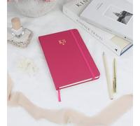 eBuyGB Personalised A5 Hardback Notebook, Travel Journal with Initials & Heart, 96 Lined Pages, To Do List Diary (Pink)