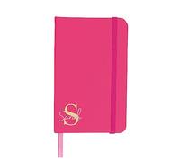 eBuyGB Personalised A5 Lined Hardback Notebook, Pink Monogram Notebook with Strap, Initial & Name Notepad, Monogrammed Gift for Her/Him