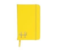 eBuyGB Personalised A5 Lined Hardback Notebook, Yellow Monogram Notebook with Strap, Initial & Name Notepad, Monogrammed Gift for Her/Him