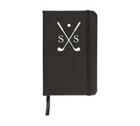 eBuyGB Personalised A6 Golf Notebook with Initials, Golf Tournament Gifts, Golf Score Book, Golf Tournament Prize, Lined Hardback Golf Club Journal Log (Black)