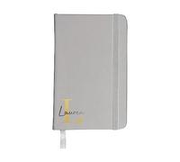 eBuyGB Personalised A6 Lined Hardback Notebook, Grey Monogram Notebook with Strap, Initial & Name Notepad, Monogrammed Gift for Her/Him