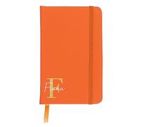 eBuyGB Personalised A6 Lined Hardback Notebook, Orange Monogram Notebook with Strap, Initial & Name Notepad, Monogrammed Gift for Her/Him