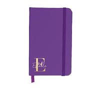 eBuyGB Personalised A6 Lined Hardback Notebook, Purple Monogram Notebook with Strap, Initial & Name Notepad, Monogrammed Gift for Her/Him