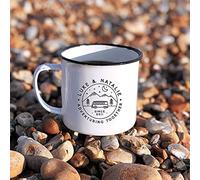 eBuyGB Personalised Adventuring Together Camper Van Mug, 13oz Mountain Twilight Travel Camping Enamel Coffee Mug, Couples Metal 380 ml Tea Cup, Couple Gifts, 10th Anniversary Tin Gift (1 Mug)