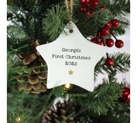 eBuyGB Personalised Baby's First Christmas Star Ornament, Ceramic, 2025