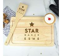 eBuyGB Personalised Baking Set, Wooden Serving Board, Bamboo Spatula, Star Baker Cake Stand, Rectangle Chopping/Cutting Board, Fun Baking Gift, Cooking, Kitchen Gifts for Her, Women