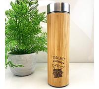 eBuyGB Personalised Bamboo Travel Flask, Baby Yoda Travel Mug, 500ml Star Wars Themed Coffee Mug Cup, Funny Gifts for Partner (Yoda Best Husband)